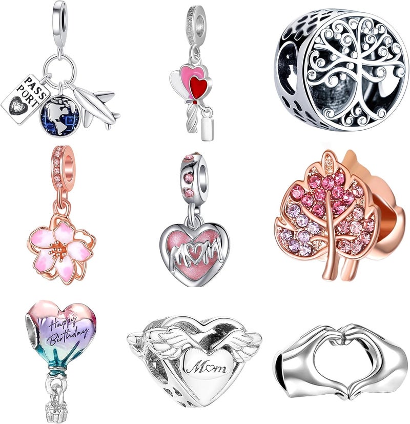 Acrobious 9PCS European Charms Beads Pendant For Bracelet, Charms DIY Bracelets Necklace Jewellery Gift - Image 1